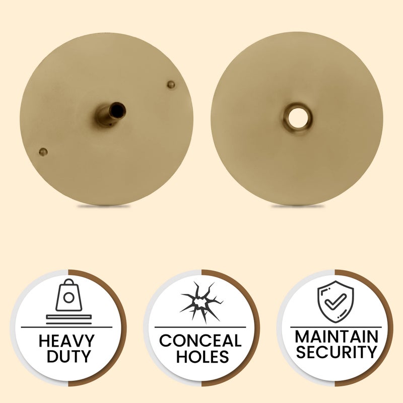 NU-SET Lock | Steel Plate Door Hole Cover | Door Lock Hole Cover with Brass Finish | Home Improvement & Door Hardware (Brass) - Image 3